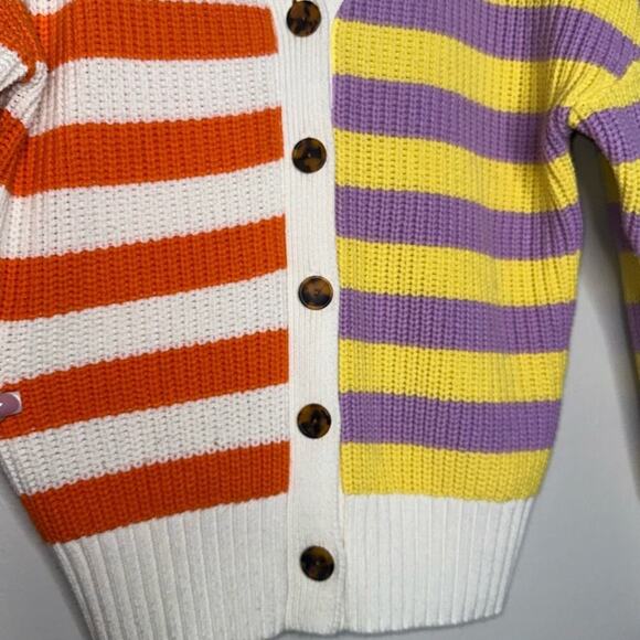 Staud Essex Colorblock Striped Cardigan Cabana Stripe Size XS Button Up - Picture 7 of 11